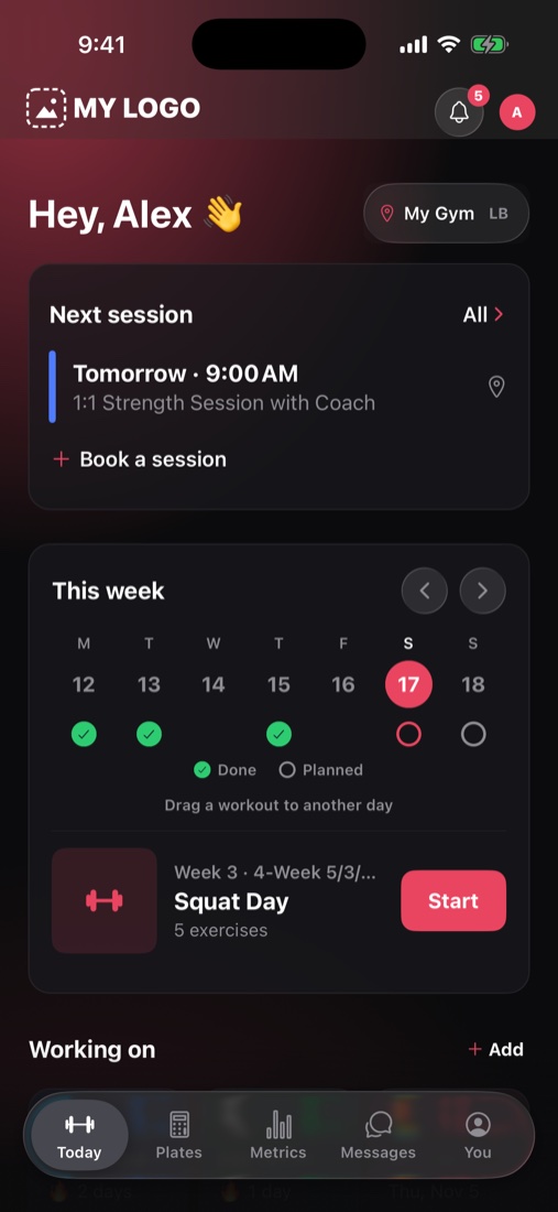 Timed workouts in the Load It app