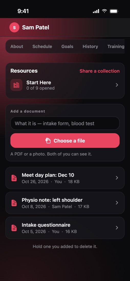 A client's shared files